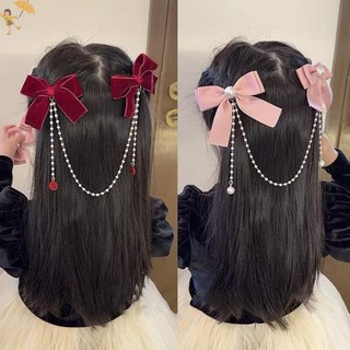 [Gou] Thanh Lịch Vintage Nơ Ngọc Trai sel Dây Xích Kẹp Tóc Ngọt Ngào Kẹp Tóc Thời Trang Phụ Kiện Tóc VN