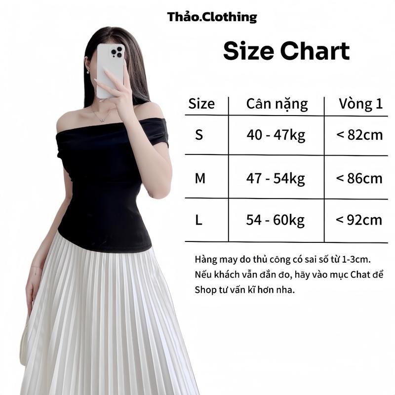 Áo Trễ Vai Chất Thun Co Dãn Nữ Top Nhiều Kiểu Mặc Women Cổ Tròn