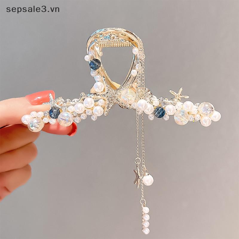 # VN # Ngọc Trai sel Sao Biển Kẹp Tóc Vuốt Tóc Kim Cương Giả Kẹp Trang Sức.
