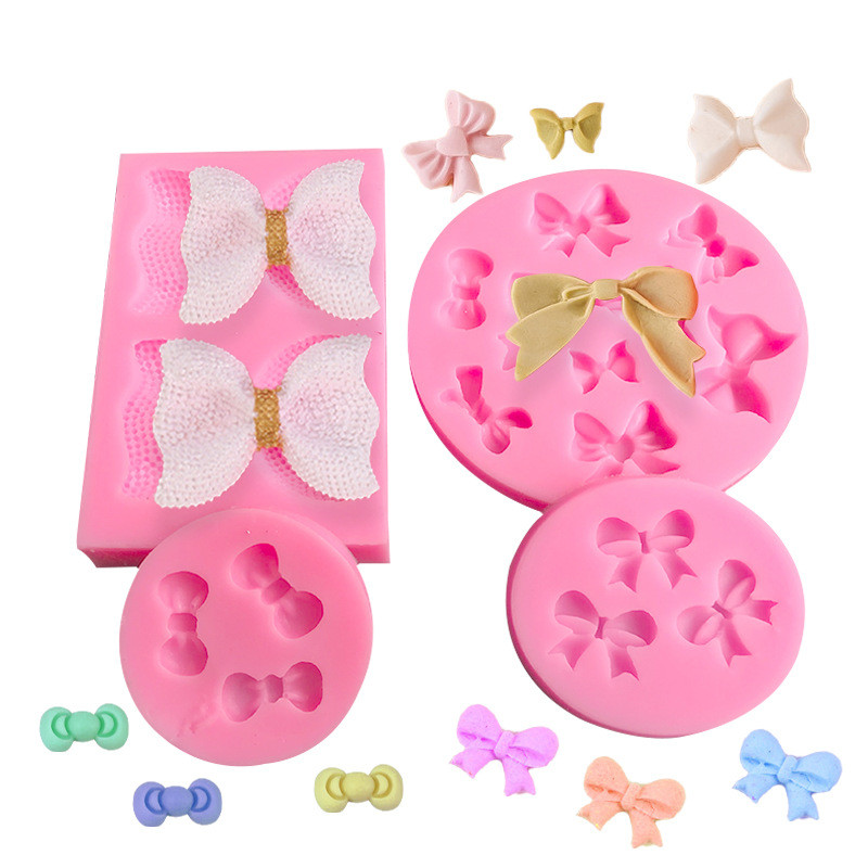 Nơ Hình Bánh Fondant Trang Trí Khuôn Silicon Dụng Cụ Nướng Bánh Sô Cô La Khuôn Silicon