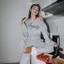 Áo Sweater Nỉ Tay Dài Form Croptop Thêu Chữ Trễ Vai Augety Studio, COSIE CROPPED Sweater