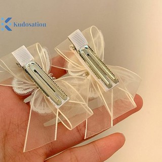 Kudosation Trắng Ren Bướm Kẹp Tóc Cho Nữ Ngọc Trai Dễ Thương Kẹp Tóc Trẻ Em Nơ Barrettes Bé Gái Phụ Kiện Tóc