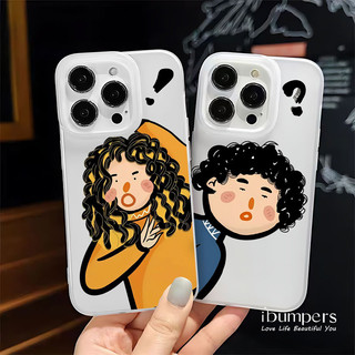 ibumpers Ốp Điện Thoại iPhone Dễ Thương Hoạt Hình Lông Xoăn Họa Tiết Cặp Đôi Ốp Lưng Trong Suốt Nhám Mờ Chống Bẩn Chống Sốc Cho IPhone 16 15 14 12 13 11 Pro Max IP 7 8 Plus X XS XR