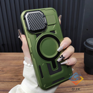 Ốp Lưng Cứng Giáp Quân Sự Cho iPhone 16 / 15 / 14 / 13 / 12 Pro Max / Plus Từ Tính Có Nắp Ống Kính Lật Bảo Vệ Camera Chống Sốc Hạng Nặng