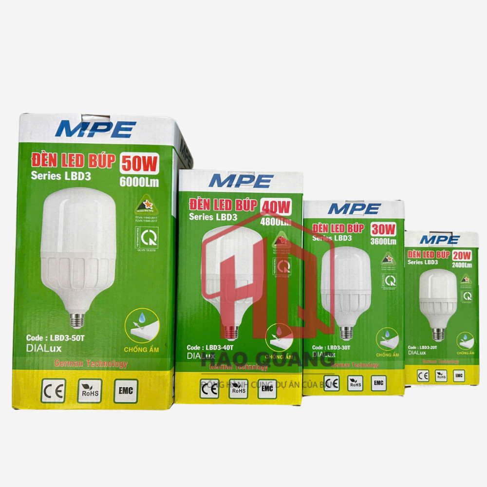 2 Bóng Đèn LED Trụ MPE Cao Cấp, Ánh Sáng Trắng Tự Nhiên, Tuổi Thọ Cao [20w-50w)