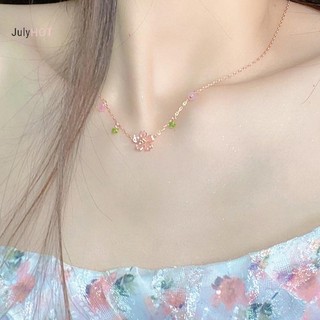 Julyhot Lãng Mạn Quyến Rũ Hồng Hoa Anh Đào Pendent Vòng Cổ Nữ Phong Cách Hàn Quốc Zircon Hoa Xương Đòn Dây Chuyền Trang Sức Tiệc Choker Quà Tặng Massivedeals