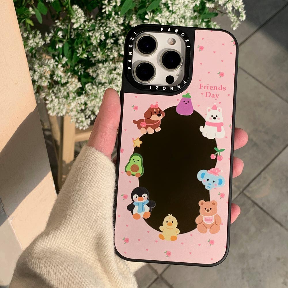 Ốp Lưng Gương Cứng Tương Thích Với iPhone 13 13Pro 13ProMax 14 14Pro 14ProMax 15 15Pro 15ProMax 16 16Pro 16ProMax 17 17Pro 17ProMax Ốp Nam Châm Họa Tiết Động Vật Nhỏ