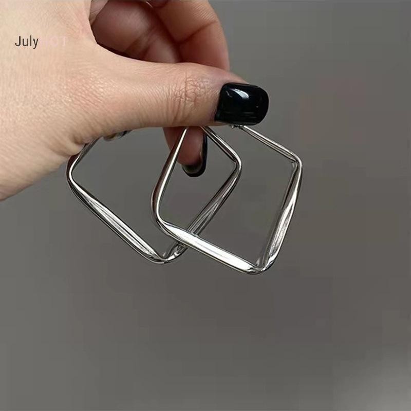 Julyhot Thời Trang Màu Vàng Lớn Vuông Vòng Bông Tai Dành Cho Nữ Phóng Đại Kim Loại Hình Học Không Đều Vòng Tròn Bông Tai Trang Sức Massivedeals