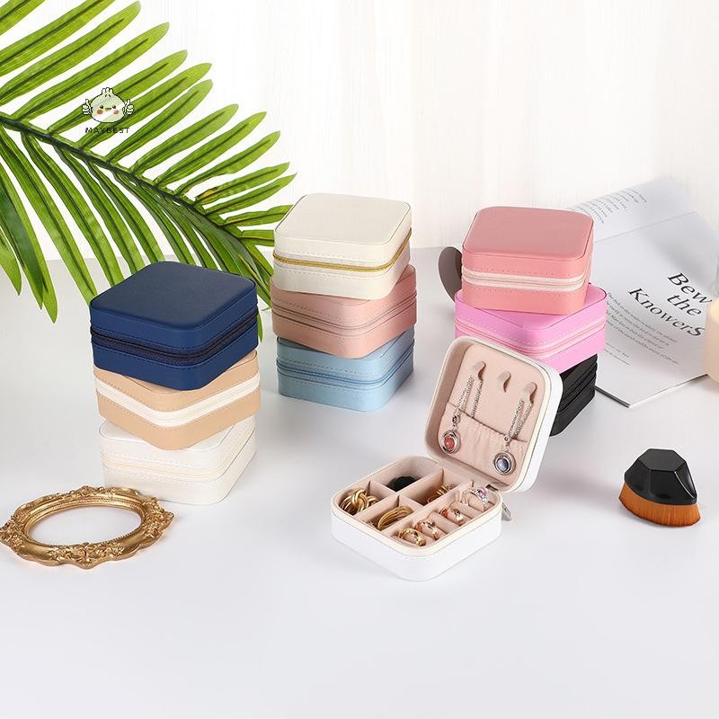Maybest Trang Sức Người Tổ Chức Hộp Trang Sức Di Động Hiển Thị Hộp Đựng Trang Sức Du Lịch Nút Da Bảo Quản Dây Kéo Trang Sức Joyero Màn Hình {VN}