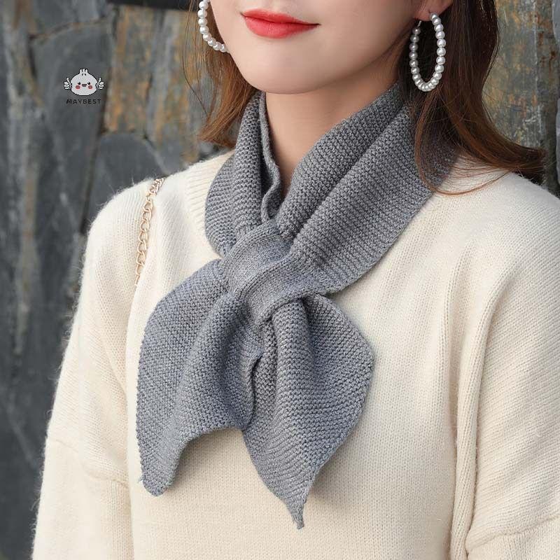 Maybest Khăn nơ mùa thu đông đa năng Khăn quàng cổ mềm mại dành cho nữ Cô gái Khăn quàng cổ ấm áp thời trang Màu trơn Khăn ấm áp mềm mại {VN}