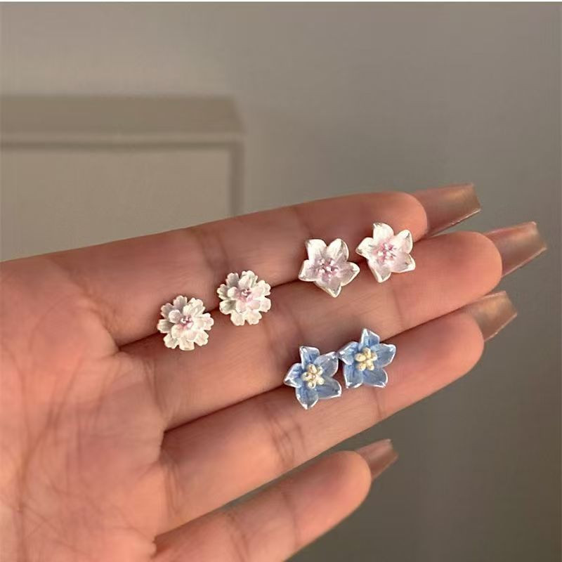 Bông tai hoa trà xanh / trắng nữ Mori ngọt ngào mùa hè mới