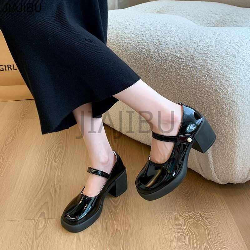 Giày Khiêu Vũ Cao Gót Màu Đỏ Tía Thông Thường Của Y2K Pháp Thick Heel Doll Shoes Giày Nữ Cao Cấp Korean Fashion Beige Platform Mary Jane Shoes Giày Da Mũi Tròn Chống Trượt Phong Cách Anh Quốc Giày Đi Học Màu Đen Giày Công Chúa Lolita Đồng Phục JK Nhật Bản