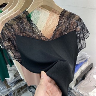 M-4XL Size Lớn Top Nữ [10.000 Size Lớn Nữ 2025 Ice Silk Ren Khâu Ren Ren Top Camisole Nữ Cổ Chữ V Đáy Áo Sơ Mi Bên Ngoài Mặc Bên Trong Size Lớn Quần Áo Nữ