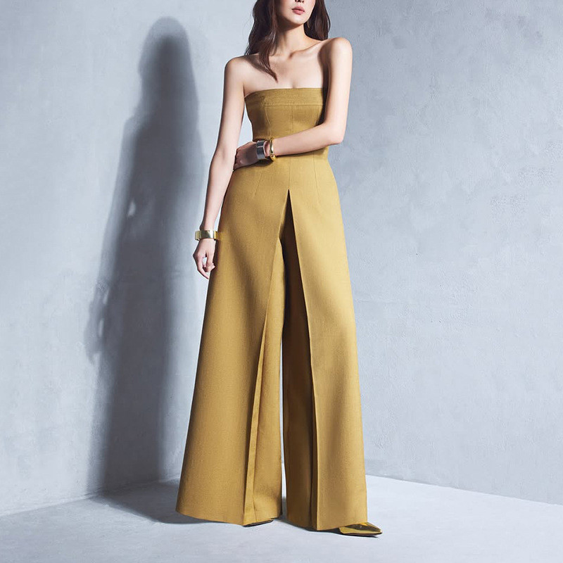 Thời Trang Thường Ngày Jumpsuit Nữ Mùa Hè 2025 Phong Cách Mới Dây Màu Trơn Slim-fit Cao Cấp Sling Quần Thẳng