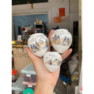 Bộ 3 chiếc cóng sứ decal loại 1 phụ kiện lồng chim Hoạ Mi, Khướu, chòe than, chòe lửa cao cấp