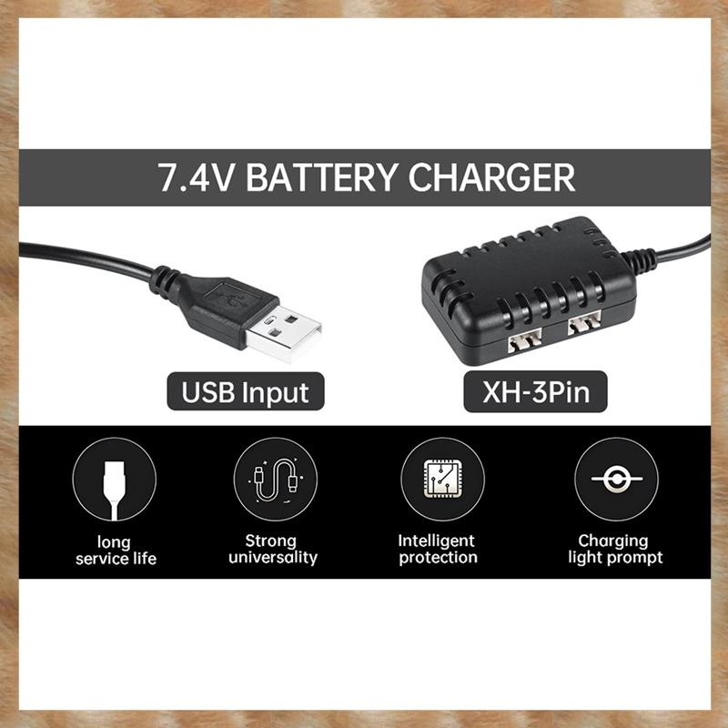 [S Z] Bộ sạc 2 trong 1 2S 7.4V có đầu nối XH-3P cho ô tô & xe tải RC AX24 SCX24, pin Lithium 7.4V 2S
