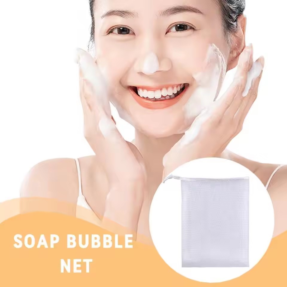 Lưới tạo bọt thủ công có thể treo được / Xà phòng làm sạch da mặt Lưới tẩy tế bào chết / Túi dây rút cơ thể tắm