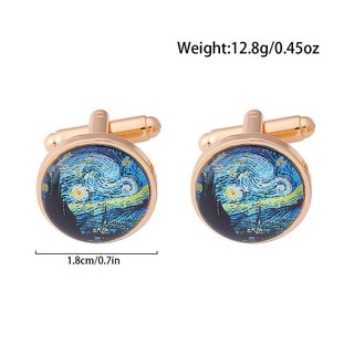 Sáng Tạo Van Gogh Đầy Sao Ban Đêm Đá Quý Nam Vòng Đeo Đơn Giản Retro Kim Loại Pháp Khuy Sét 424E