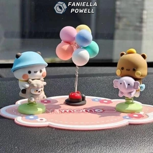 FANIELLAPOWELL Bubu Dudu Gấu Đồ Chơi Mô Hình, Bubu Dudu PVC Gấu Trúc Hình, Kawaii Sưu Tập Lắc Đầu Hoạt Hình Thu Nhỏ Xe Ô Tô Nhà