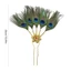 Feather Hair Stick Flower Crystal Feather Hair Decorative Pin for Women Girl