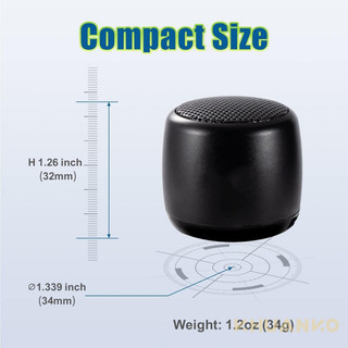 Mini Portable Bluetooth Speaker with HD Sound & Bass, Wireless for Phone/PC/Tablet, Photo Selfie Button, Answer Calls