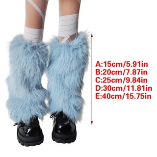 Fine Women 's Fuzzy Blue Leg Warmers Mềm Mại Sang Trọng Mùa Đông Phụ Kiện Cho Trang Phục Đảng Lông Boot Toppers Còng Footless So