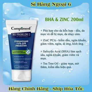 [DATE MỚI] Gel rửa mặt BHA Compliment No Problem làm sạch sâu, giảm viêm & mụn 200ml của NGA