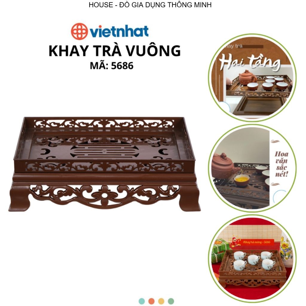 Khay Trà Giả Gỗ Cao Cấp Sang Trọng Lịch Thiệp Chính Hãng VIỆT NHẬT (Mã 5686)