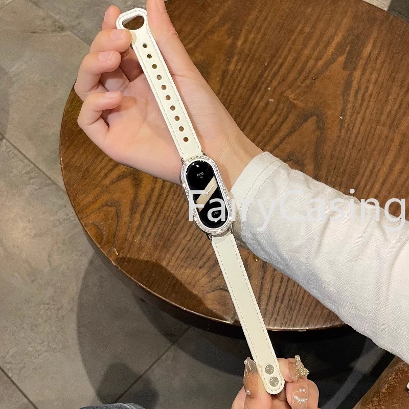 Dây Đeo Thời Trang Dây Da Cho Xiaomi Mi Band 10 9 8 Dây Đeo Cổ Tay Correa Đồng Hồ Thay Thế Miband 9 8 NFC Vòng Tay Thể Thao Pulseira