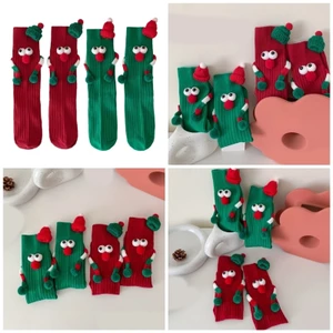 Treeling Giáng Sinh Kỳ Nghỉ Tất Mới Lạ 3D Ông Già Noel Mũ Từ Tính Cặp Đôi Cầm Tay Tất