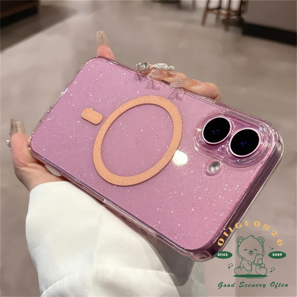 Ốp điện thoại từ tính lấp lánh trong suốt iphone16 Pro Max 15 14 13 cho vỏ iPhone Vỏ mềm silicon TPU chống sốc