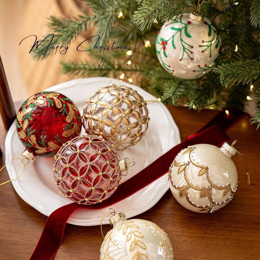 Bộ bóng Giáng sinh TPKSF98, Quả bóng cây thông Noel bằng thủy tinh 8cm, Thời trang Suspensable 6 màu Xmas Baubles Home