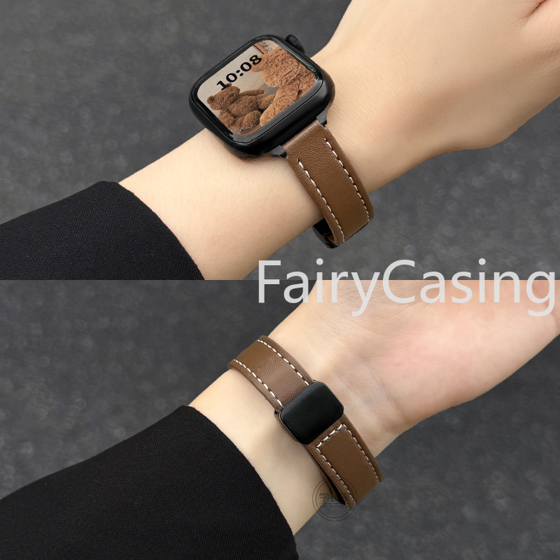 Dây đeo bằng da PU mỏng S11 S11 cho Apple Watch 42 46mm series 10 9 8 41mm 45mm 38 49mm ultra2 Vòng đeo tay màu sắc thanh lịch cho iWatch SE 7 6 5 4 3 40mm 44mm