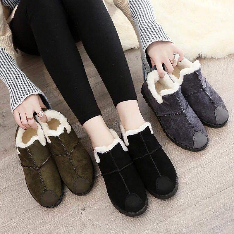 Giày Bông Mẫu mới thu đông Bốt đi tuyết dễ phối phong cách Hàn Quốc lót nhung giữ ấm cho nữ