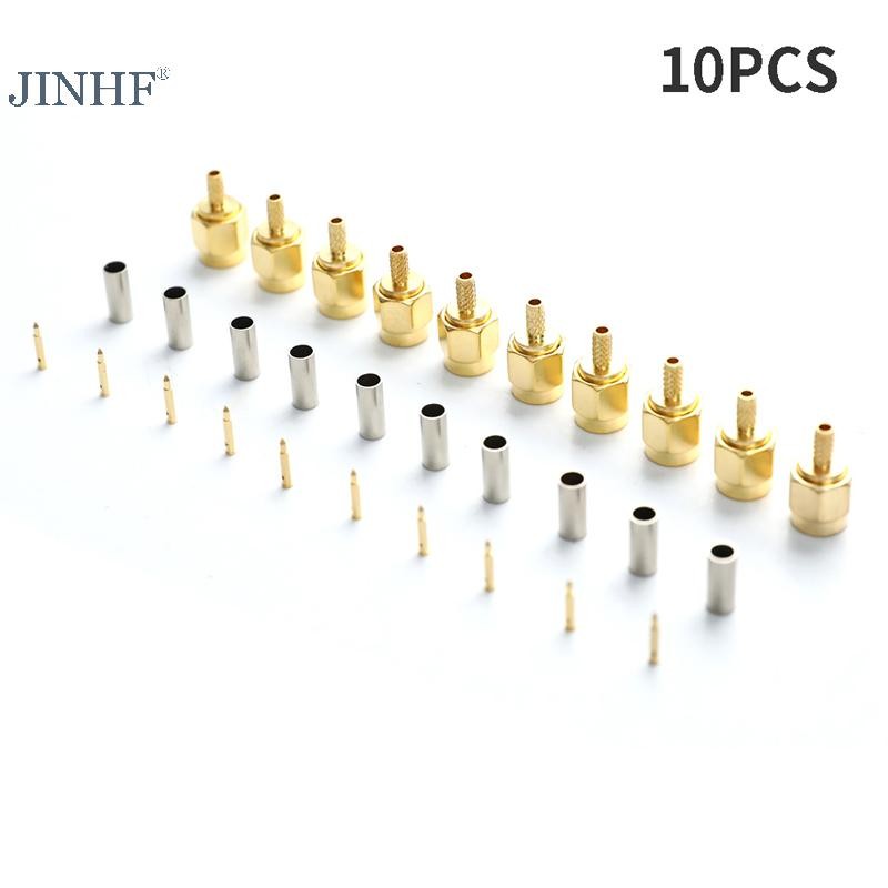 Jinhf 10 Cái SMA Nam Cắm Uốn Cho RG174 RG316 RG178 RG179 LMR100 Cáp RF Kết Nối HOT