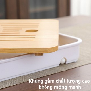 Khay Trà Tre Cao Cấp, Khay Đựng Trà Đạo Hun Khói Có Khay Đựng Nước, Tiện Lợi Cho Bàn Trà