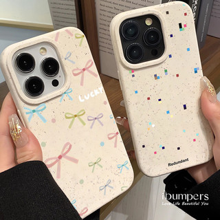 ibumpers Ốp Điện Thoại iPhone Họa Tiết Chấm Pixel Màu Đơn Giản Sang Trọng Cho IPhone 16 15 14 12 13 11 Pro Max IP 7 8 Plus X XS XR Ốp Lưng Ống Hút Lúa Mì Phân Hủy Thân Thiện Với Môi Trường