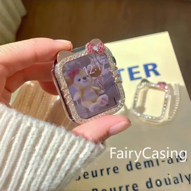 Vỏ PC cứng Diamand Kitten cho Apple Watch S11 S11 Ốp lưng Series 10 42 46mm 41 45mm 49mm 9 7 8 6 5 SE 40mm 44mm Vỏ bảo vệ
