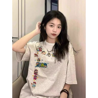 Áo Phông Áo Thun Shin Sticker in tay cực hot cute Dáng rộng