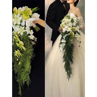 Bó hoa thác nước cho cô dâu, hoa giả, ảnh cưới, đạo cụ chụp ảnh trong studio CEVERIA C02245