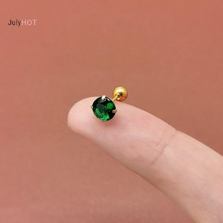 Julyhot 1 Đôi Bông Tai Tragus Xanh Tròn Nhỏ Stud Lobe Xuyên Sụn Stud Xoắn Trang Sức Cz Barbell Xuyên Bông Tai Massivedeals