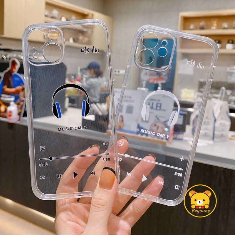 Vỏ họa tiết tai nghe cho Vivo V50 V40 Lite V30 V29 V27 V25 V23 V21 Pro Lite V30E V29E V27E V25E V23E V21E V21s 5G 4G Vỏ điện thoại trong suốt mát mẻ Vỏ mềm sáng tạo dễ thương