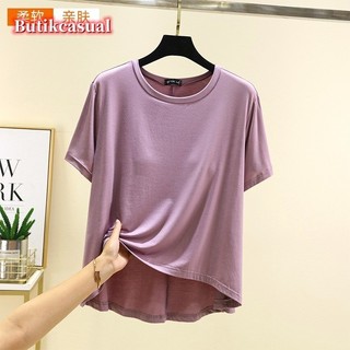 Phụ Nữ Ngực Miếng Lót Áo Thun Tay Ngắn Mùa Hè Mỏng Thường Ngày Kích Thước Lớn Đồng Bằng Rời Áo Sơ Mi