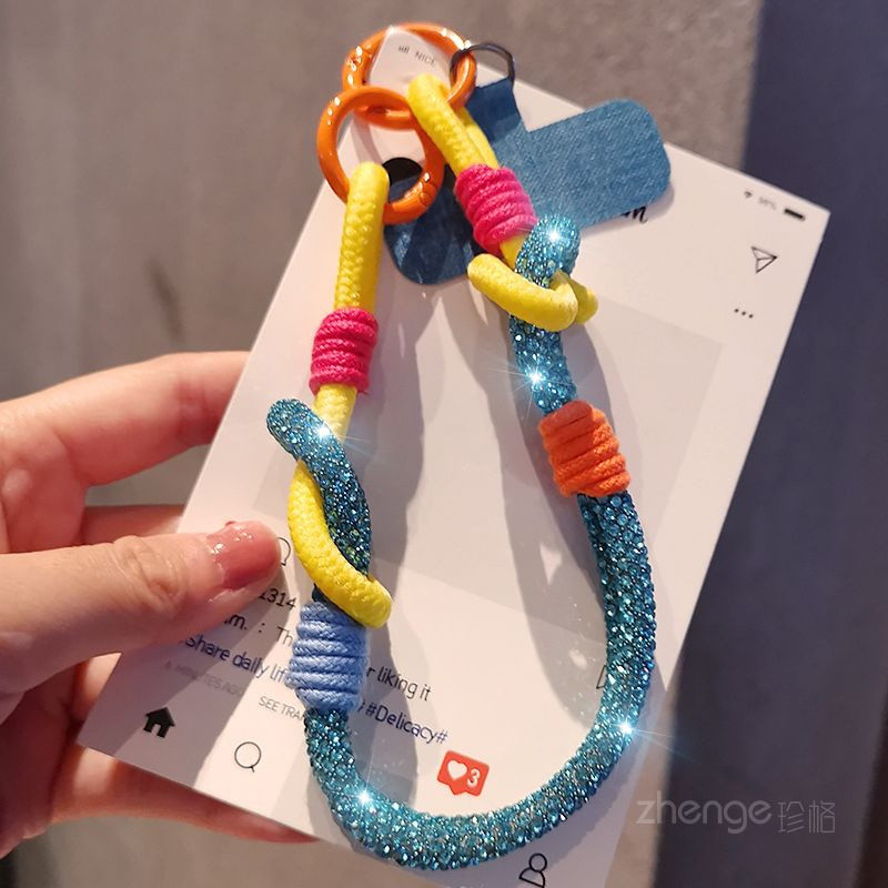 Phụ Kiện Điện Thoại Di Động ins Ánh Sáng Sang Trọng Full Kim Cương Điện Thoại Di Động Dây Đa Năng Vòng Khóa Tay Dây Xích Thời Trang Ngoài Trời Camera Chìa Khóa Vỏ Mạnh Mẽ