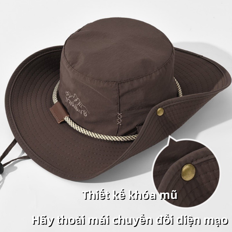 Mũ Cao Bồi Vành Rộng,Mũ chống nắng，nón leo núi nón tai bèo đi biển vành rộng chống tia uv，chống thấm nước