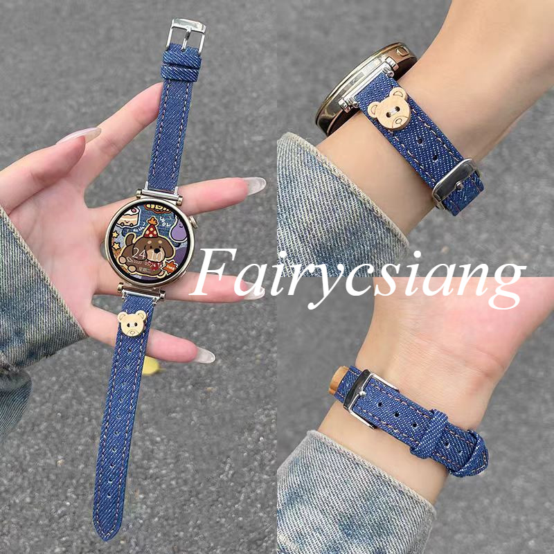 Dây đeo Denim mỏng 18MM 20MM 22MM cho dây đeo đồng hồ Samsung Galaxy 7 FE 4 6 5 Pro 43 47 Active Classic 46 42 7 Vòng đeo tay