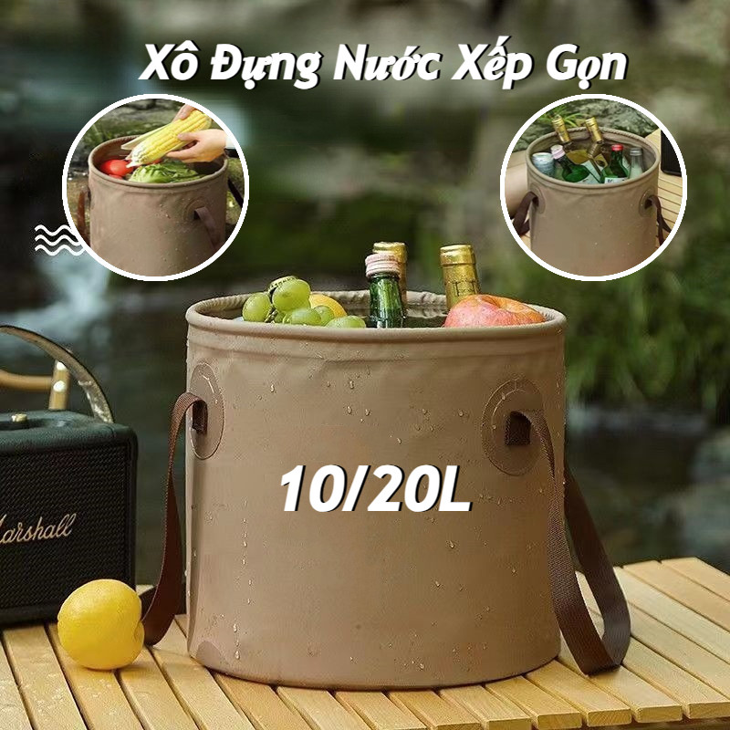 Xô nước tròn gấp gọn du lịch dã ngoại,Xô đựng nước gấp gọn bỏ túi du lịch,Xô Đựng Nước Xếp Gọn10/20L