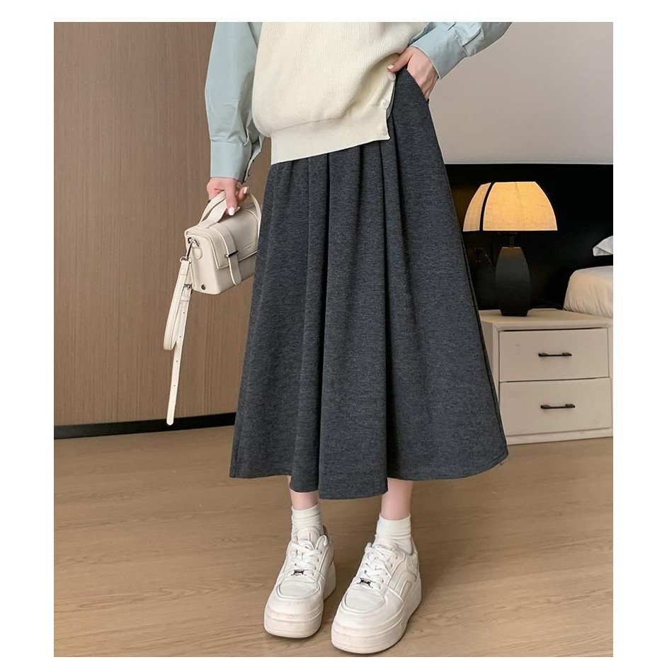 LAMDIENSTORE - LQ032 Chân váy xòe chữ A dáng lửng, chất liệu vải UMI