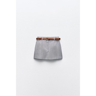 chân váy Zara made in Morocco quần váy sọc năng động kèm belt cá tính