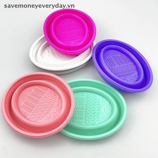 [savemoneyeveryday] Dụng cụ làm sạch cọ trang điểm bằng silicon mềm Bát làm sạch phồng gấp Bàn chải phấn mắt Wash Clean Mat Dụng cụ làm đẹp Hộp chà sàn [vn]